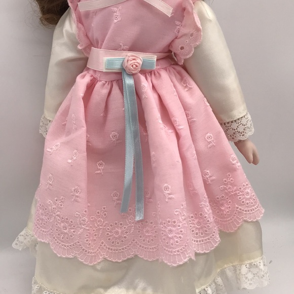 Vintage Porcelain Doll with Soft Body on Metal Stand 16” inches Tall approx - Picture 4 of 11